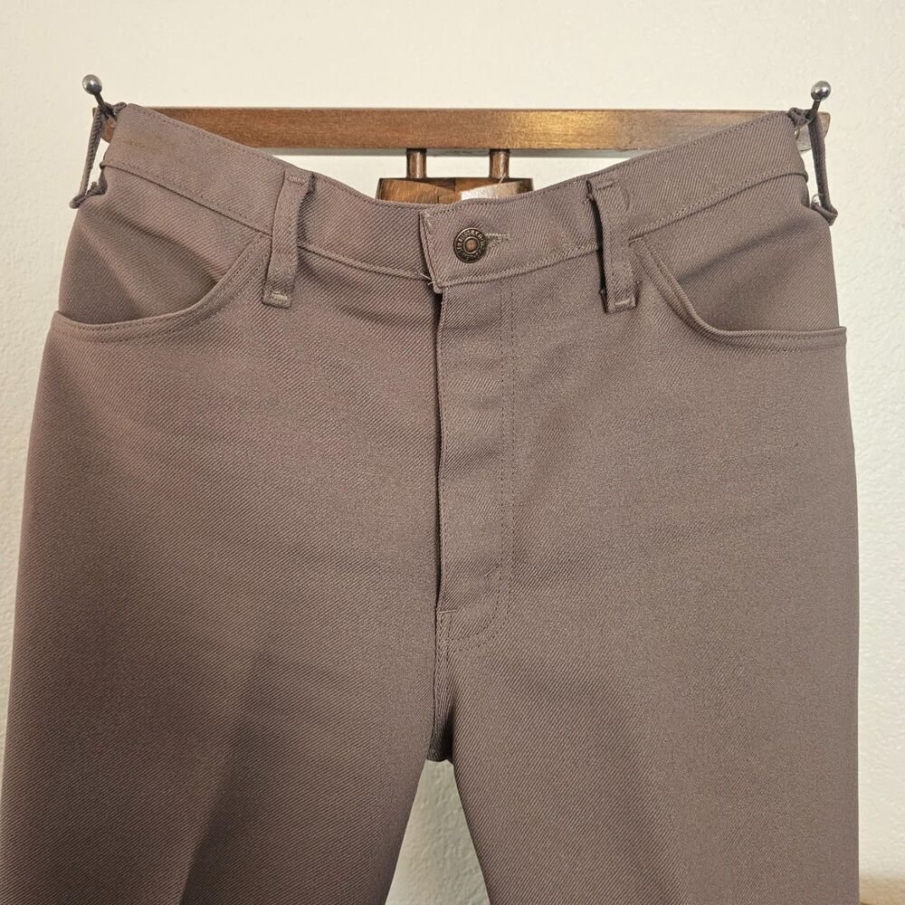 Vintage 70s Levis Sta Prest Trousers Mauve Brown 5 Pocket Dacron USA 38x32
